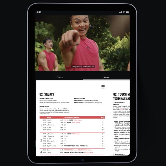 Capture d'écran de la nouvelle application Les Mills Instructor App