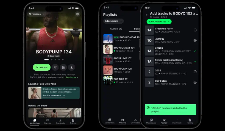 Les instructeurs Les Mills peuvent désormais ajouter des titres à une playlist